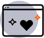 blue ic on of web browser with hearts and stars