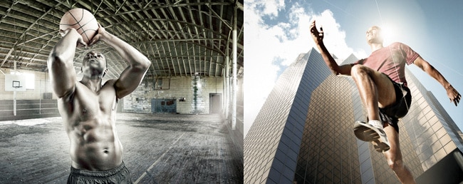 Compositing photos using buildings and backgrounds
