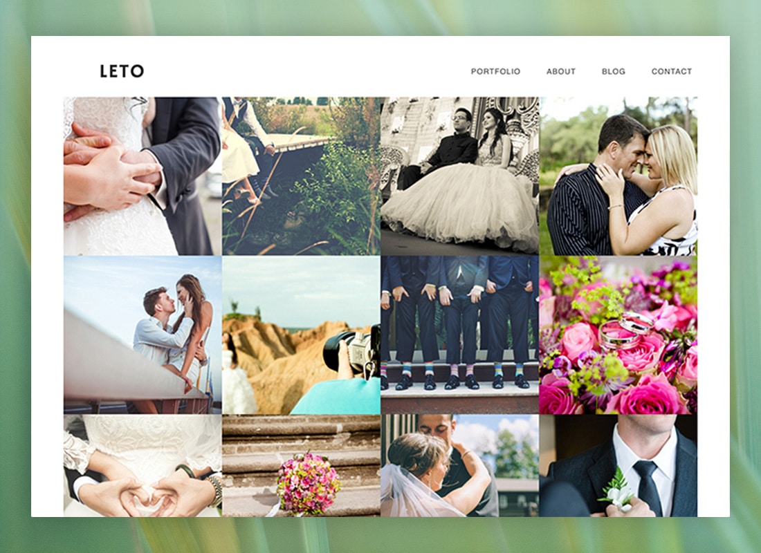 Leto preset example for designing a photography website