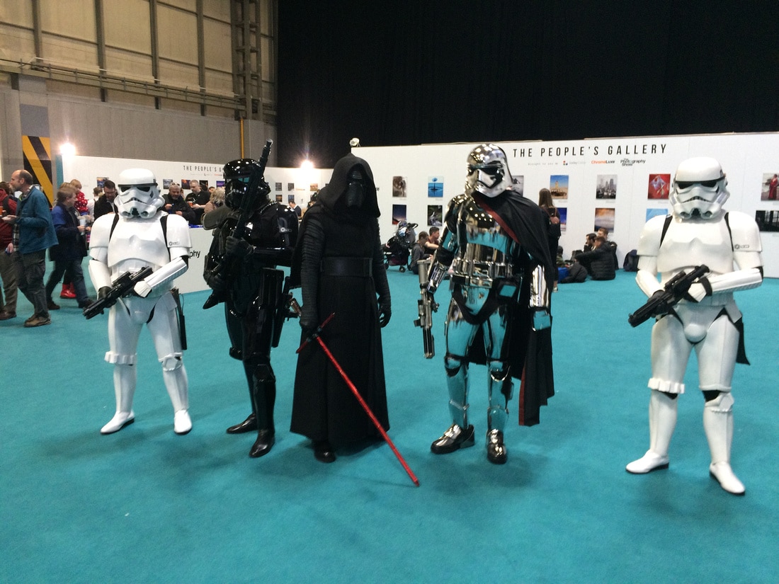 stormtroopers, kylo ren, captain phasma at trade show with zenfolio