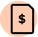 red icon of payment receipt with dollar sign