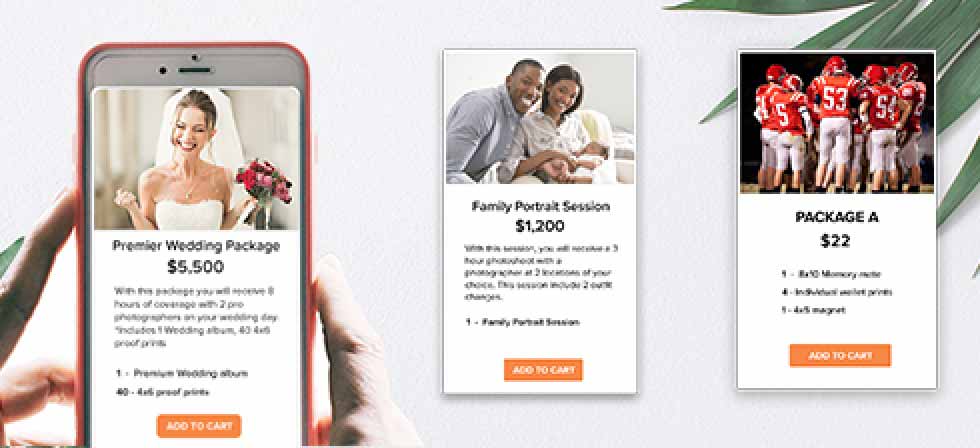 photo package pre-order demo on mobile phone