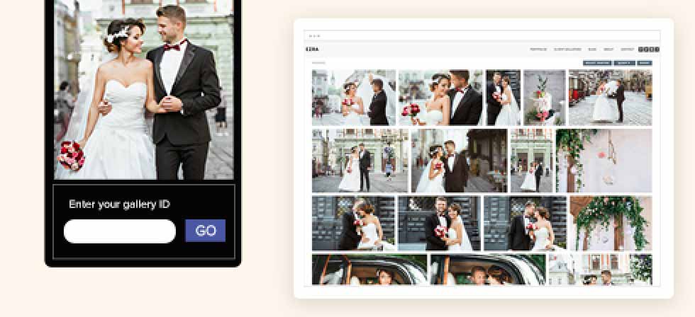 demo of private client photo gallery on phone and computer